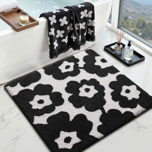 LUMI Square Bathroom Rug 26x26, Soft Absorbent Bath Mat, Non Slip