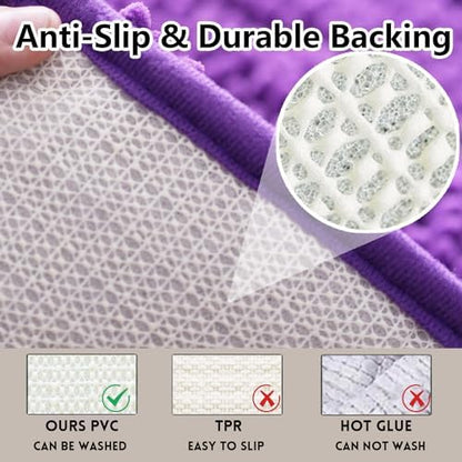 Bathroom Rugs Chenille, Extra Thick and Absorbent, Non-Slip, Machine Washable, Dry Quckily, Soft Cozy Plush, Used Under Shower Bathtub and Sink, Bath mat Sets Purple