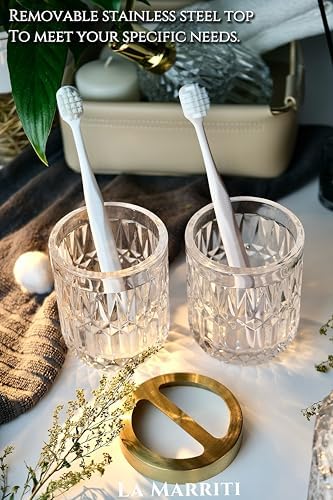 LaMarriti Clear Bathroom Accessories Set, 5pcs Crystal Glass Bathroom Set