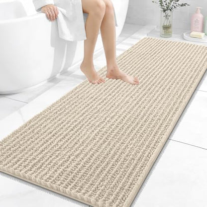 OLANLY Bathroom Runner Rugs 59x24, Thick Soft Absorbent Chenille Bath Rugs