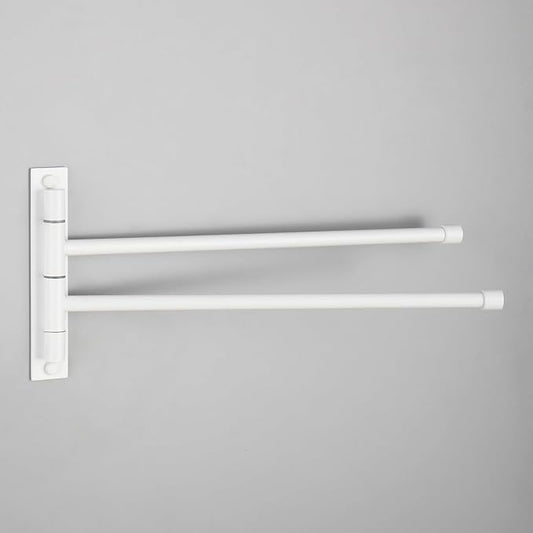 GERZWY Bathroom 2-Arm Swing Arm Towel Bars Wall Mount Stainless Steel Bath Towel Rack Hanger, White