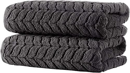 BAGNO MILANO Turkish Cotton Bath Towels, Hand Towels - Soft Plush Jacquard Collection Luxury Towels Set (Charcoal, Bath Sheet 35x70)
