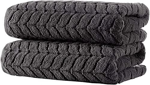 BAGNO MILANO Turkish Cotton Bath Towels, Hand Towels - Soft Plush Jacquard Collection Luxury Towels Set (Charcoal, Towel Set of 6)