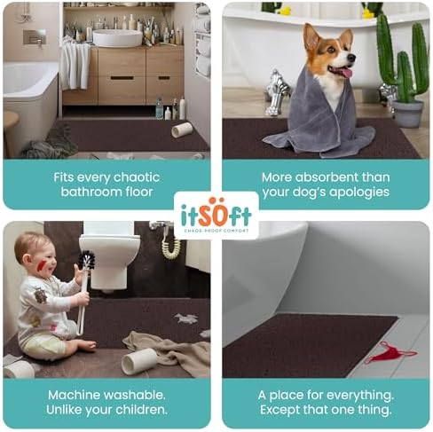 Extra Large Chenille Bath Mats 59"x21", Plush Absorbent Bath Quick Dry, Soft & Machine Washable, Non Slip Carpet for Bathroom, Thick Bathroom Rugs, Shower Restroom Rug Mat, Alfombras De Bano, Bathrugs