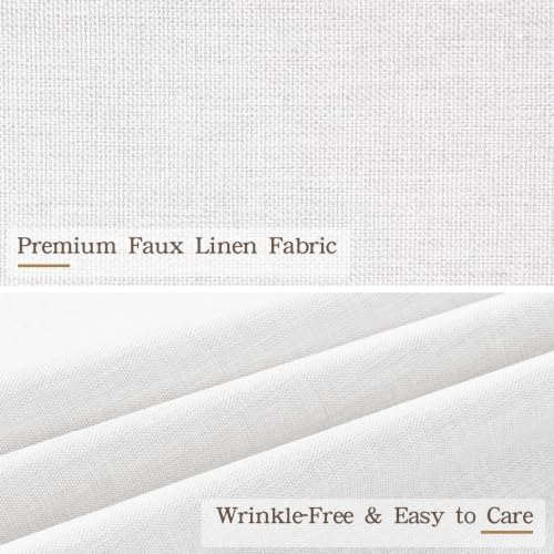 Furlinic No Hook Scalloped White Shower Curtain Linen Waterproof Boho 48x75
