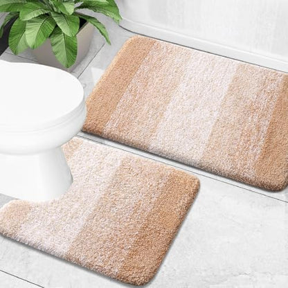 OLANLY Micorfiber Bathroom Rug Set 2 Piece, 30"x20"+U-Shaped 24"x20"
