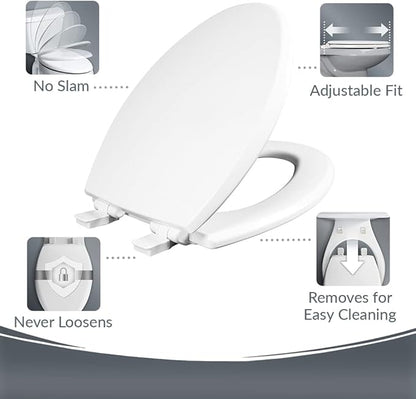 Bio Bidet Cassel Bidet Bundle, Slow-Close Never Loosen Toilet Seat with Perfect Fit, Fresh Water Spray, Non-Electric, Easy to Install Bidet, ROUND, Biscuit