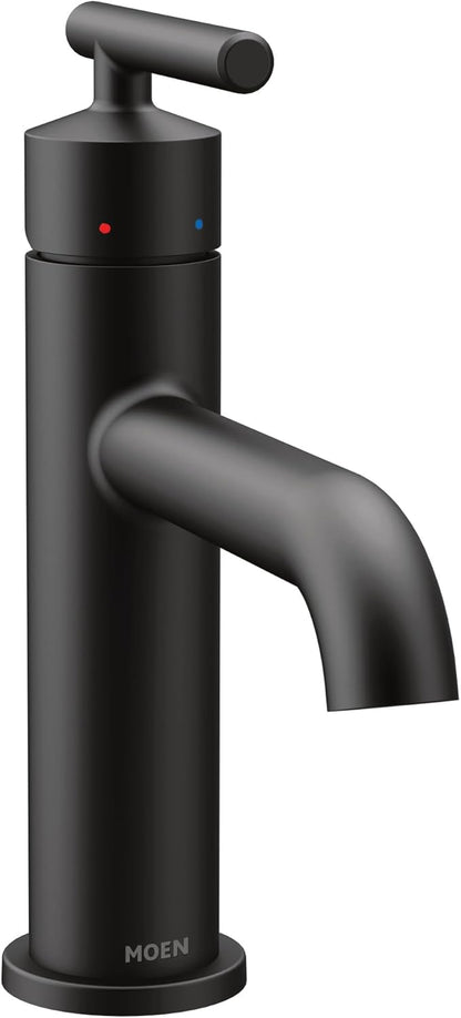 Moen Gibson One-Handle Single Hole Modern Bathroom Sink Faucet with Optional Deckplate, Matte Black, 6145BL