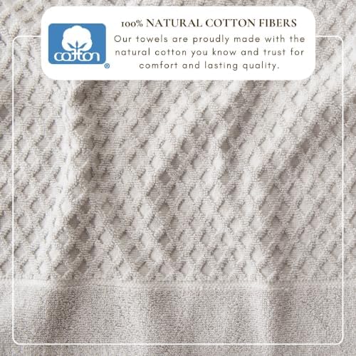 Great Bay Home Bath Towels - 100% Cotton 6 Piece Bath Sheet Set - Diamond Waffle Weave - Absorbent, Durable, Quick-Dry Towels for Bathroom (Light Grey)