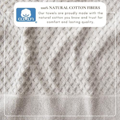 Great Bay Home Bath Towels - 100% Cotton 6 Piece Bath Sheet Set - Diamond Waffle Weave - Absorbent, Durable, Quick-Dry Towels for Bathroom (Light Grey)