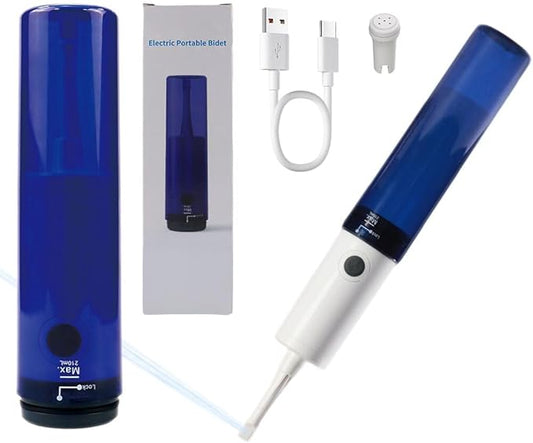 Portable Bidet for Travel, Handheld Bidet Sprayer, USB Rechargeable, Adjustable Nozzle, Lightweight & Compact, Electric, Personal Hygiene Cleaning, Blue
