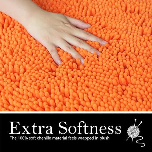 Bathroom Rugs Chenille Bath mat 2 Piece Set, Super Absorbent, PVC Non Slip Backing, Bath mats for Bathroom, Plush Shaggy, Thick, Machine Washable, Bathtub, Shower, Toilet.(Orange)