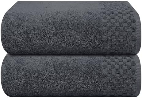 MyOwn Ultra Soft 2 Pack Oversized Bath Towel Set 28x55, Cotton Large Bath Towels, Highly Absorbant Compact Quickdry & Lightweight Towel, Ideal for Gym Travel Camp Pool - Charcoal Grey