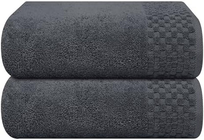 MyOwn Ultra Soft 2 Pack Oversized Bath Towel Set 28x55, Cotton Large Bath Towels, Highly Absorbant Compact Quickdry & Lightweight Towel, Ideal for Gym Travel Camp Pool - Charcoal Grey