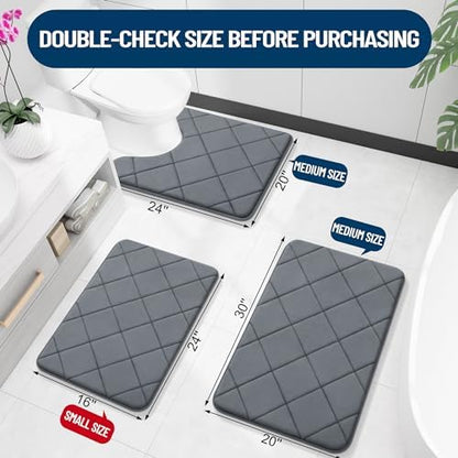 OLANLY Memory Foam Bath Mat 24x16, Ultra Soft and Absorbent Bathroom Rugs