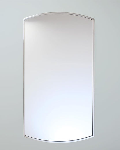 Fox Hollow Furnishings 16x26 Harper Crescent Metal Framed Rectangle Recessed Bathroom Medicine Cabinet, Arced Mirror, 14x24 in-Wall Opening, Adjustable Glass Shelves, Magnet Close, Chrome