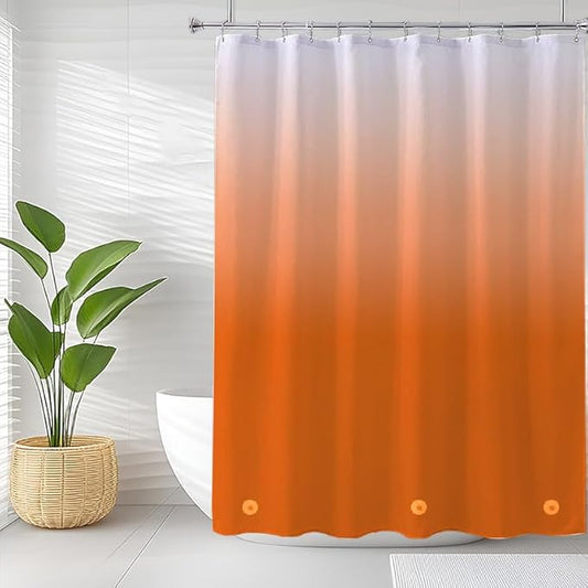 Orange Shower Curtain Liner, 4G PEVA Shower Liner, Plastic Peva Waterproof Shower Curtains, 72x72 inch with Grommet Holes 3 Magnetic Weights