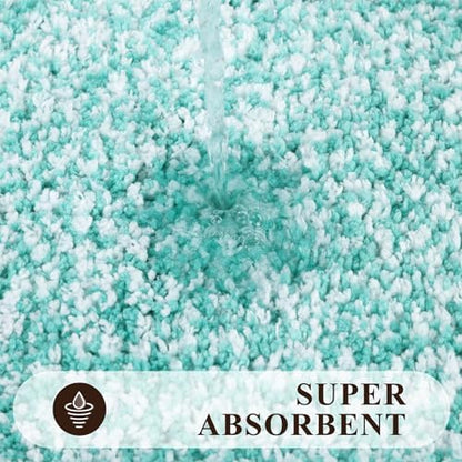 Pauwer Bathroom Rugs Sets 2 Piece, Non Slip Washable Bath Mat, Teal