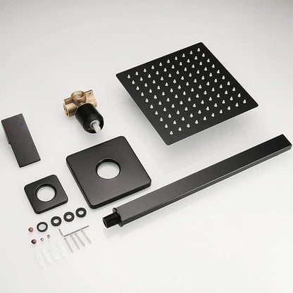 Matte Black Shower Faucet Set Bathroom Luxury Rainfall Shower System with Rain Shower Head Single Function Shower Trim Kit with Rough-in Valve