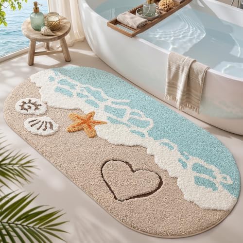 LUMI Beach Bathroom Rug Soft Microfiber Absorbent Bath Mat 30x60