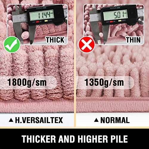 H.VERSAILTEX Toilet Mat U Shaped Bathroom Rugs Bath Mats for Bathroom Non Slip Luxury Chenille Bath Mat U Shape 20x24 Extra Soft and Absorbent Shaggy Rugs Washable Dry Fast - Coral Pink