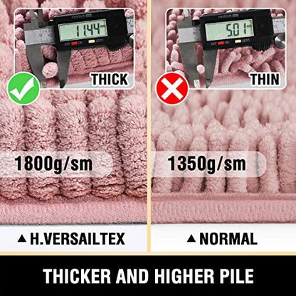 H.VERSAILTEX Toilet Mat U Shaped Bathroom Rugs Bath Mats for Bathroom Non Slip Luxury Chenille Bath Mat U Shape 20x24 Extra Soft and Absorbent Shaggy Rugs Washable Dry Fast - Coral Pink