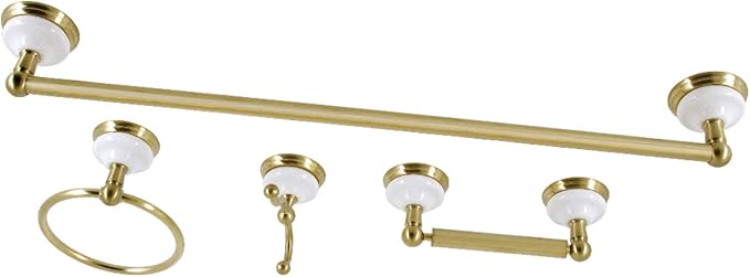 Kingston Brass BAK1111478BB Victorian 4-Piece 24-Inch Towel Bar Bathroom Accessory Set in Brushed Brass