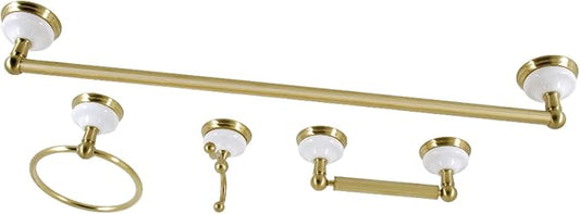 Kingston Brass BAK1111478BB Victorian 4-Piece 24-Inch Towel Bar Bathroom Accessory Set in Brushed Brass