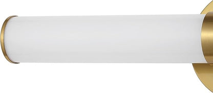 JONATHAN Y 20.13" Brass Gold 1-Light Integrated LED Vanity Light, Mid-Century Modern Iron Sconce with Frosted Acrylic Shade, Dimmable Bathroom Light Fixture for Mirror, 3000K JYL7119A
