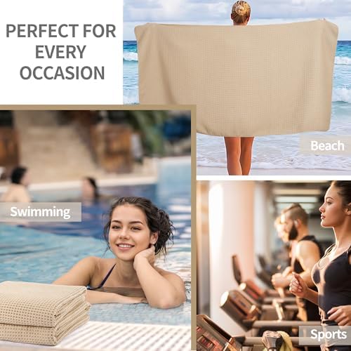 Microfiber Waffle Bath Towels, 4 Pieces, Soft, Absorbent, Fast Drying, Lint Free 430 GSM (27''x55''/68.58 cm x139.7 cm)
