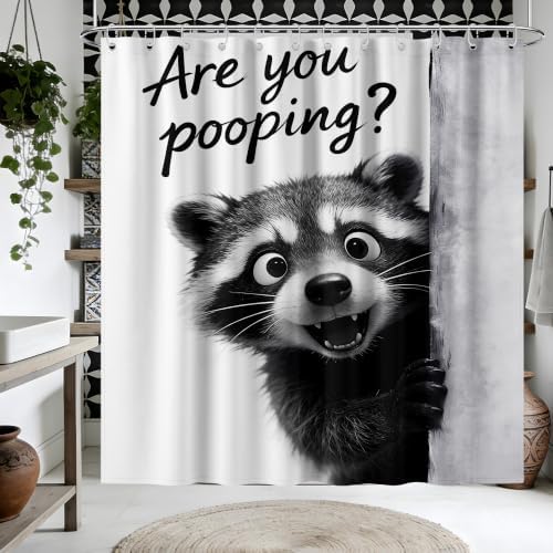 Extra Tall Shower Curtain XL Funny Raccoon Teen, 70 x 84 Inchs