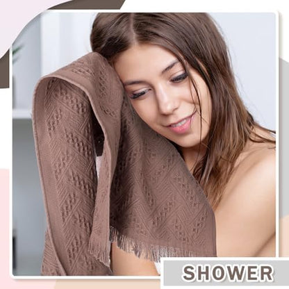 HunnmingRe 4 Pack Boho Hand Towel for Kitchen, Brown