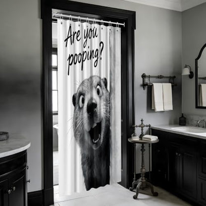 Small Stall Shower Curtain Rv are You Pooping Otter, 48 x 72 Inchs