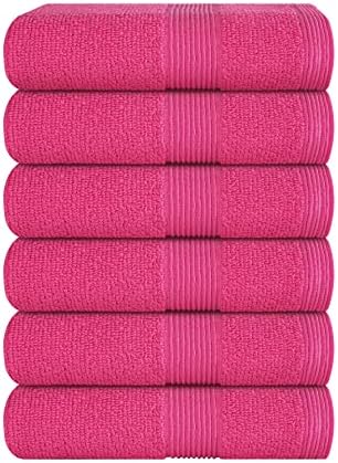 Belizzi Home Ultra Soft 6-Piece Hand Towel Set 16x28-100% Ringspun Cotton - Durable & Highly Absorbent Hand Towels - Ideal for use in Bathroom, Kitchen, Gym, Spa & General Cleaning - Hot Pink