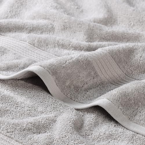 Superior Egyptian Cotton Bath Towel Set, Towels for Home Bathroom, Master, Guest Bath, Decor Essentials, Quick Dry, Absorbent, Large Body Towels, Spa, Hotel, Resort, Adult, Kids, Set of 4, Silver