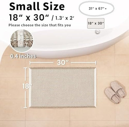 Waffle Bath Mat, Boho Bathroom Rugs Non Slip Washable, 18" x 30"
