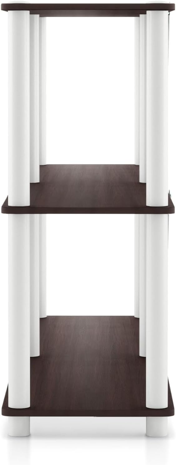 Homes: Inside + Out Apexa Modern 3-Tier Extra Wide Shelving Units, Collectibles Display Shelves, Easy Assembly Console Table, Home Storage Organizer for Living Room, Bedroom, Office, Espresso
