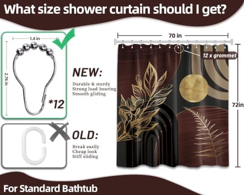 Dark Brown and Gold Shower Curtain, 72x72 in, Mid Century Modern