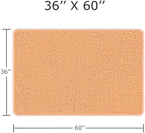 Yeaban Chenille Peach Bathroom Rug 36"x60",Non-Slip Rubber Backing