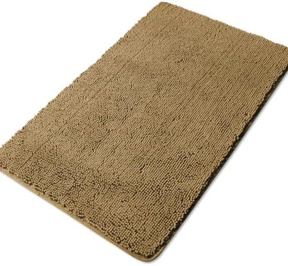 Yeaban Chenille Tan Bathroom Rug 30"x50",Non-Slip Rubber Backing
