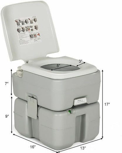 HAPPYGRILL Portable Toilet Outdoor Mini Toilet with Piston Pump Flush for Camping Boating Traveling