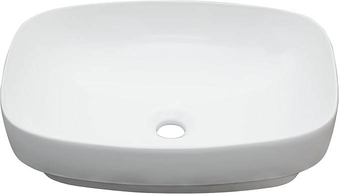Lordear Vessel Sink Bathroom Semi Recessed Sinks 20 x 15 Inch Oval White Ceramic Vessel Sinks Modern Vanity Sink Bath Wash Bowl Above Counter Basin
