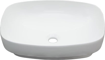 Lordear Vessel Sink Bathroom Semi Recessed Sinks 20 x 15 Inch Oval White Ceramic Vessel Sinks Modern Vanity Sink Bath Wash Bowl Above Counter Basin
