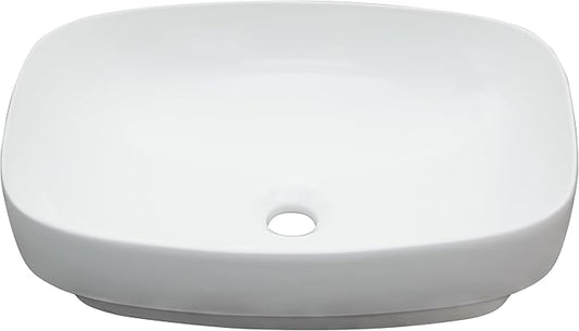 Lordear Vessel Sink Bathroom Semi Recessed Sinks 20 x 15 Inch Oval White Ceramic Vessel Sinks Modern Vanity Sink Bath Wash Bowl Above Counter Basin