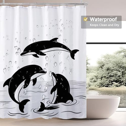 LLSCL Fabric Shower Curtain Liner with Magnets, Waterproof Hotel Quality, 72 x 72 Machine Washable