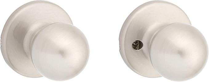 Kwikset Polo Interior Passage Door Knob, Handle For Closet and Hallway Doors, Non-Locking Doorknob in Satin Nickel, with Microban Protection