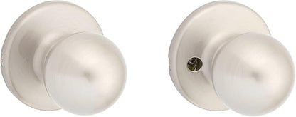 Kwikset Polo Interior Passage Door Knob, Handle For Closet and Hallway Doors, Non-Locking Doorknob in Satin Nickel, with Microban Protection