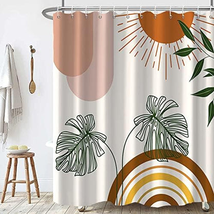 Boho Orange Shower Curtain with Hooks for Bathroom 72x78 Inch