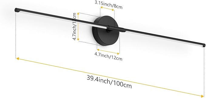 Modern Bathroom Vanity Light 40Inch,30W Matte Black Led Bathroom Light Fixture Over Mirror 360° Rotatable 5000K