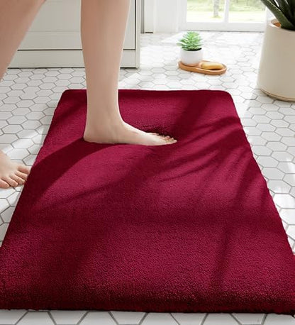 MINIDEAR Bathroom Rugs 24x17 Wine Red - Thick Memory Foam Bath Mat, Ultra Soft & Plush Fluffy, Non-Slip, Quick Dry, Absorbent Washable Floor Microfiber Mat for Tub, Home Decor Accessories